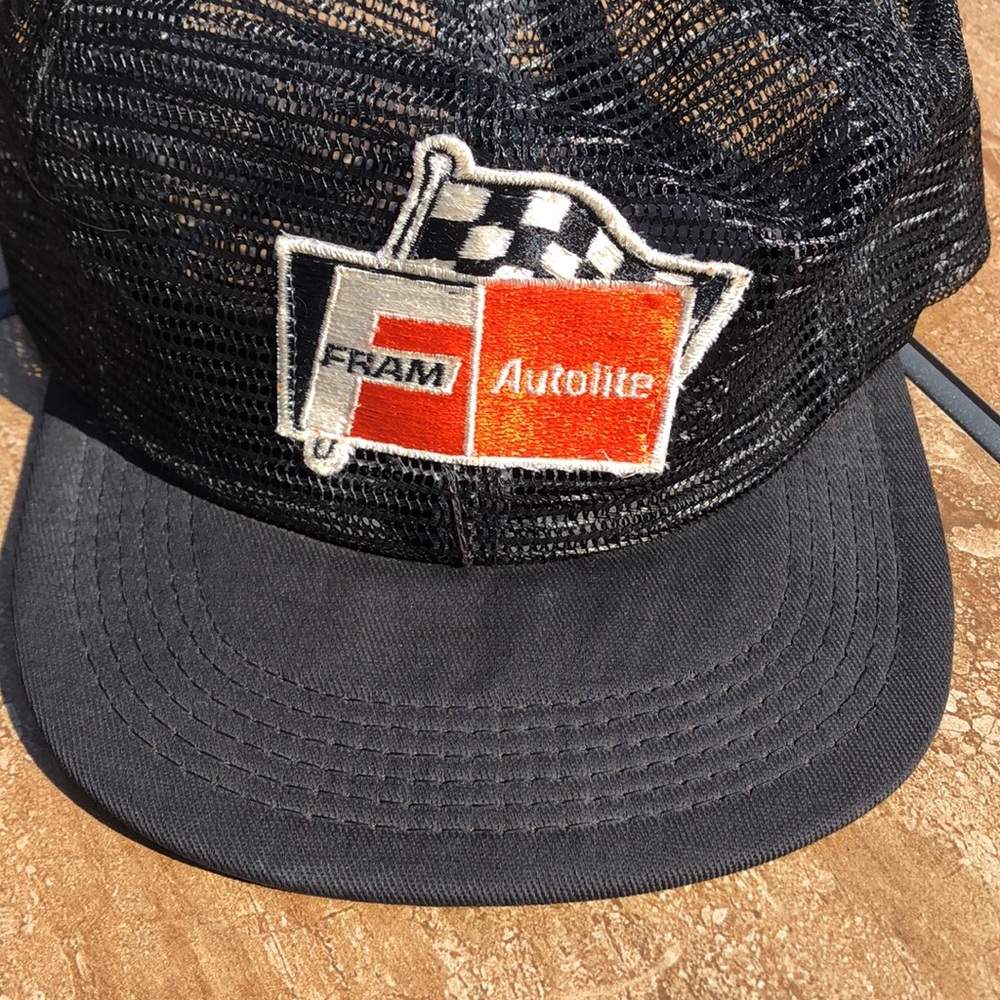 Vintage nascar fram racing snap back trucker hat